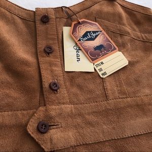 Vintage Earl Jeans suede crop top in saddle